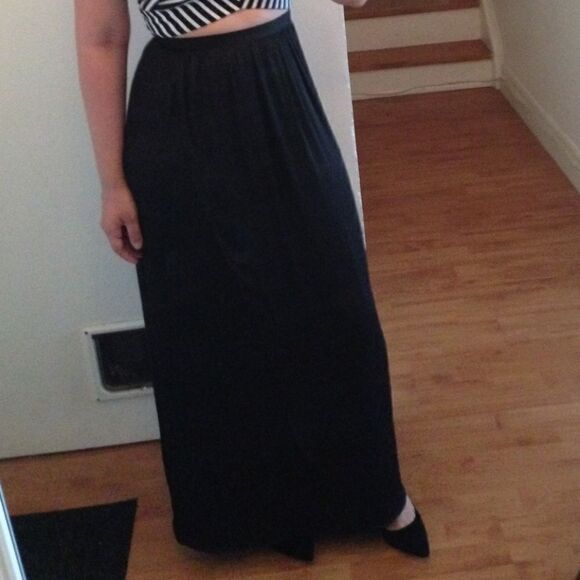 Dynamite Black Silky Wrap Look Maxi Skirt XS - Picture 9 of 9